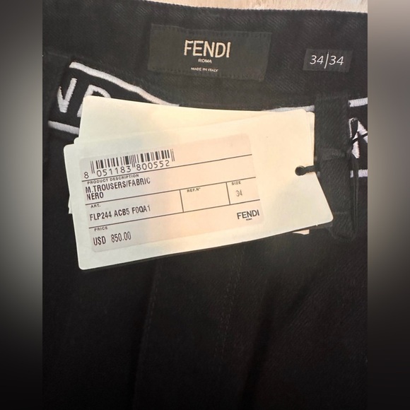 ❤️100% Authentic Fendi Mens Black Denim Jeans/ size 34-34 / brand new ❤️ - Picture 7 of 11